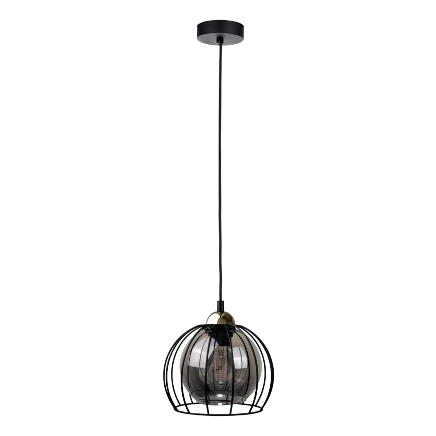 Ljuskrona med textilsladd SOLO BLACK 1xE27/60W230V svart/gyllene