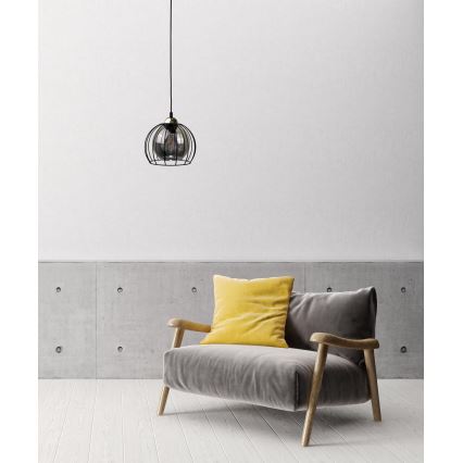 Ljuskrona med textilsladd SOLO BLACK 1xE27/60W230V svart/gyllene