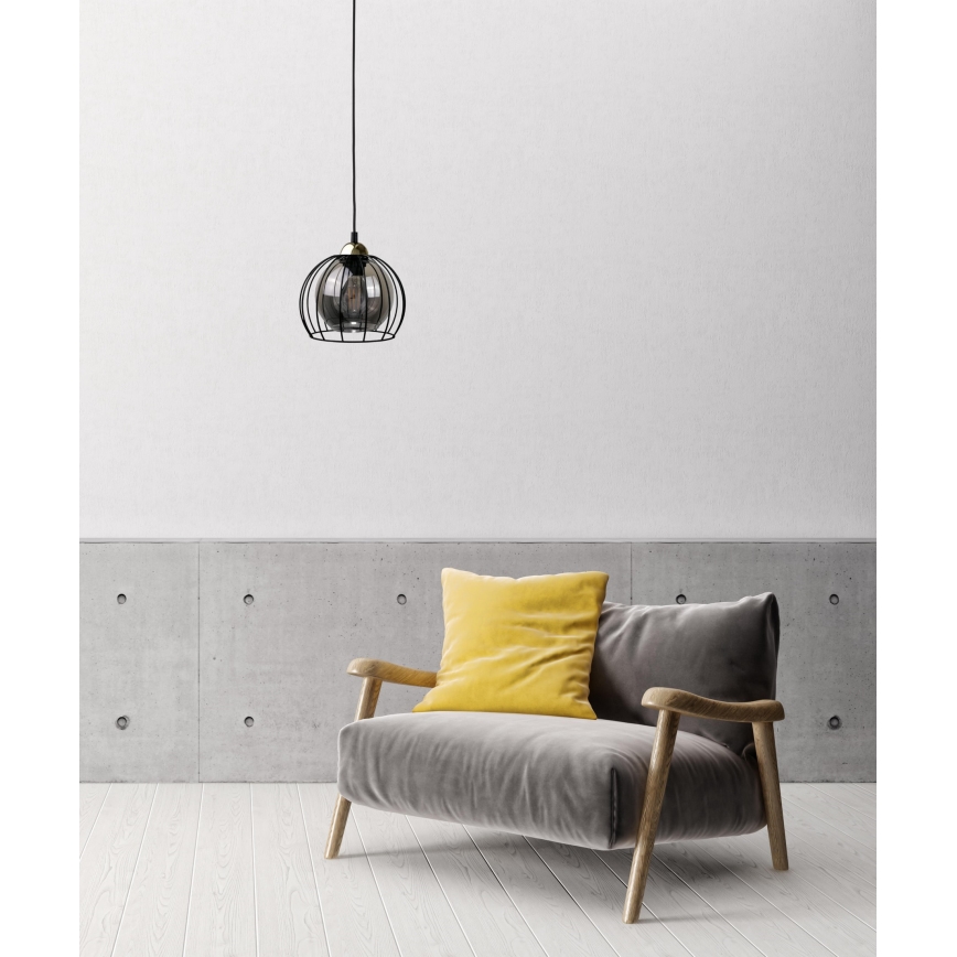 Ljuskrona med textilsladd SOLO BLACK 1xE27/60W230V svart/gyllene
