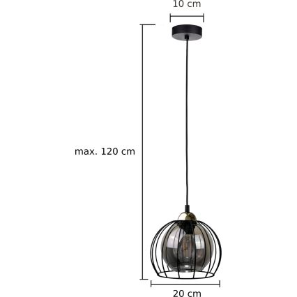 Ljuskrona med textilsladd SOLO BLACK 1xE27/60W230V svart/gyllene