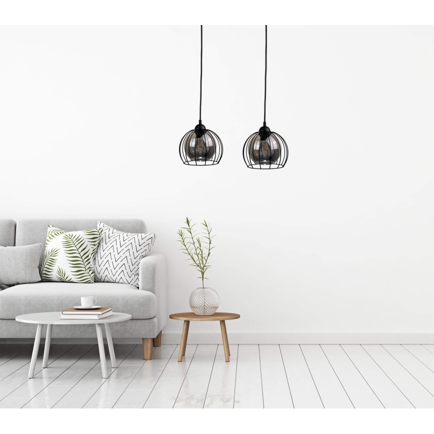Ljuskrona med textilsladd SOLO BLACK 2xE27/60W/230V