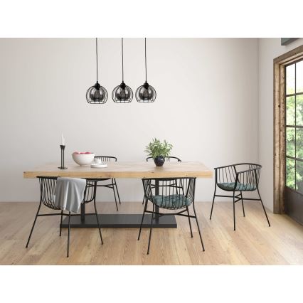 Ljuskrona med textilsladd SOLO BLACK 3xE27/60W/230V