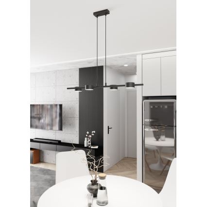 Ljuskrona med textilsladd SORA 4xGX53/12W/230V svart
