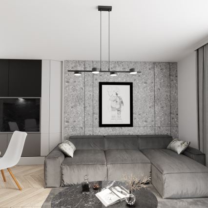 Ljuskrona med textilsladd SORA 4xGX53/12W/230V svart