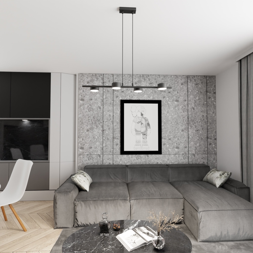 Ljuskrona med textilsladd SORA 4xGX53/12W/230V svart