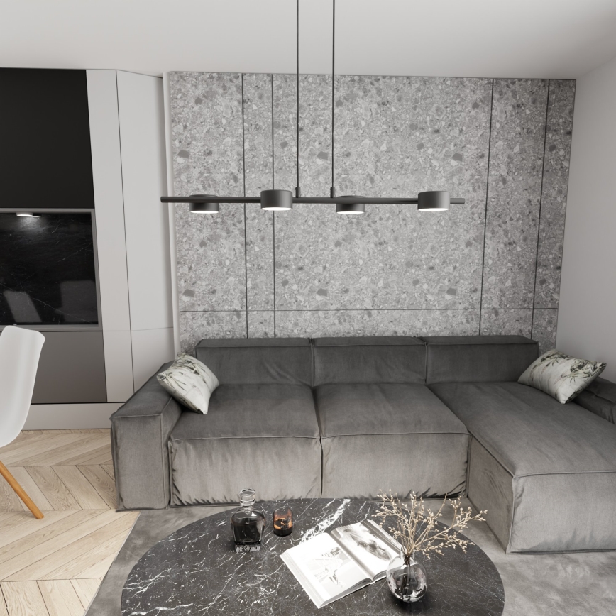 Ljuskrona med textilsladd SORA 4xGX53/12W/230V svart