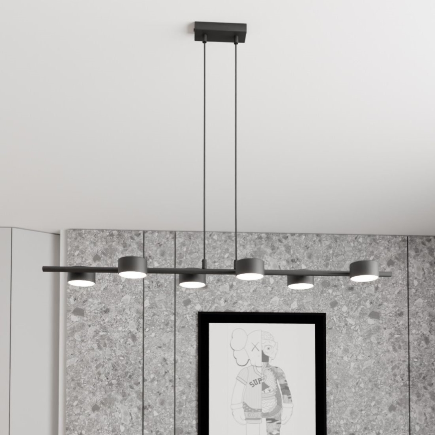 Ljuskrona med textilsladd SORA 6xGX53/12W/230V svart