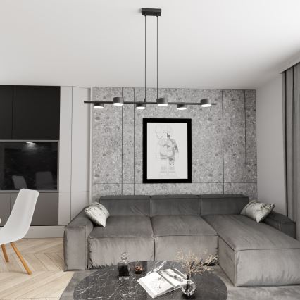 Ljuskrona med textilsladd SORA 6xGX53/12W/230V svart