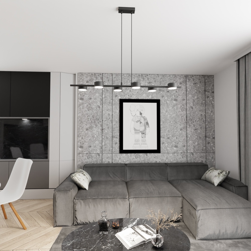 Ljuskrona med textilsladd SORA 6xGX53/12W/230V svart