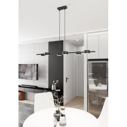 Ljuskrona med textilsladd SORA 6xGX53/12W/230V svart