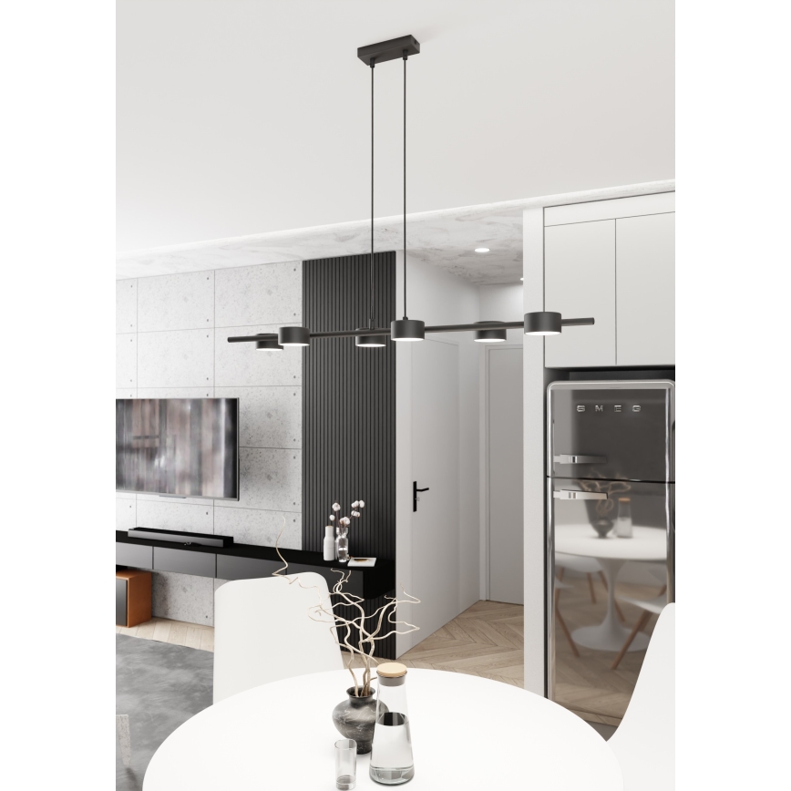 Ljuskrona med textilsladd SORA 6xGX53/12W/230V svart