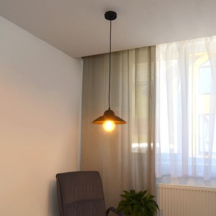 Ljuskrona med textilsladd SORAPIS 1xE27/15W/230V svart