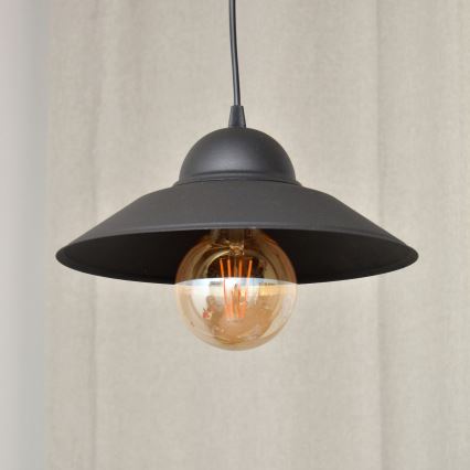 Ljuskrona med textilsladd SORAPIS 1xE27/15W/230V svart