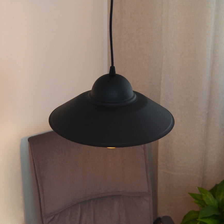 Ljuskrona med textilsladd SORAPIS 1xE27/15W/230V svart