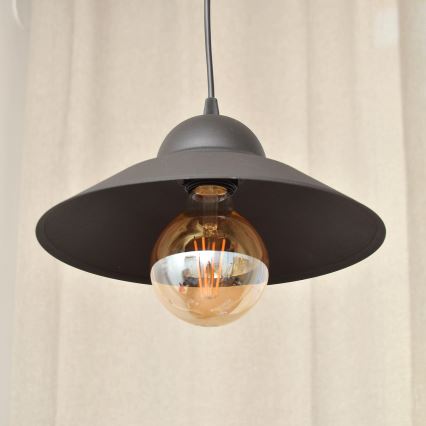Ljuskrona med textilsladd SORAPIS 1xE27/15W/230V svart