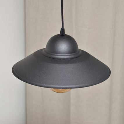 Ljuskrona med textilsladd SORAPIS 1xE27/15W/230V svart