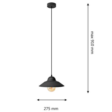 Ljuskrona med textilsladd SORAPIS 1xE27/15W/230V svart