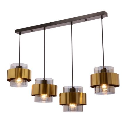 Ljuskrona med textilsladd SPIEGA 4xE27/60W/230V guld/svart