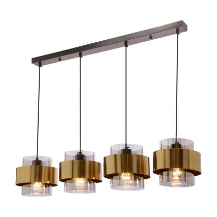 Ljuskrona med textilsladd SPIEGA 4xE27/60W/230V guld/svart