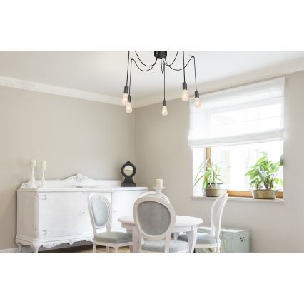 Ljuskrona med textilsladd SPINDEL 5xE27/60W/230V spindel