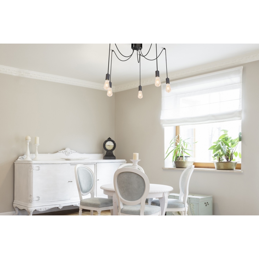 Ljuskrona med textilsladd SPINDEL 5xE27/60W/230V spindel