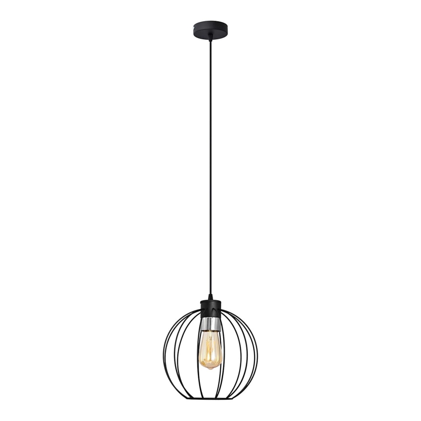 Ljuskrona med textilsladd STARLIGHT 1xE27/15W/230V svart/silver