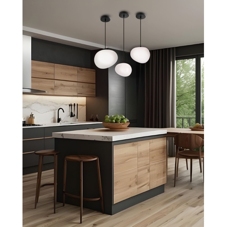 Ljuskrona med textilsladd STONES 1xE27/40W/230V diameter 30 cm