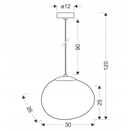 Ljuskrona med textilsladd STONES 1xE27/40W/230V diameter 30 cm