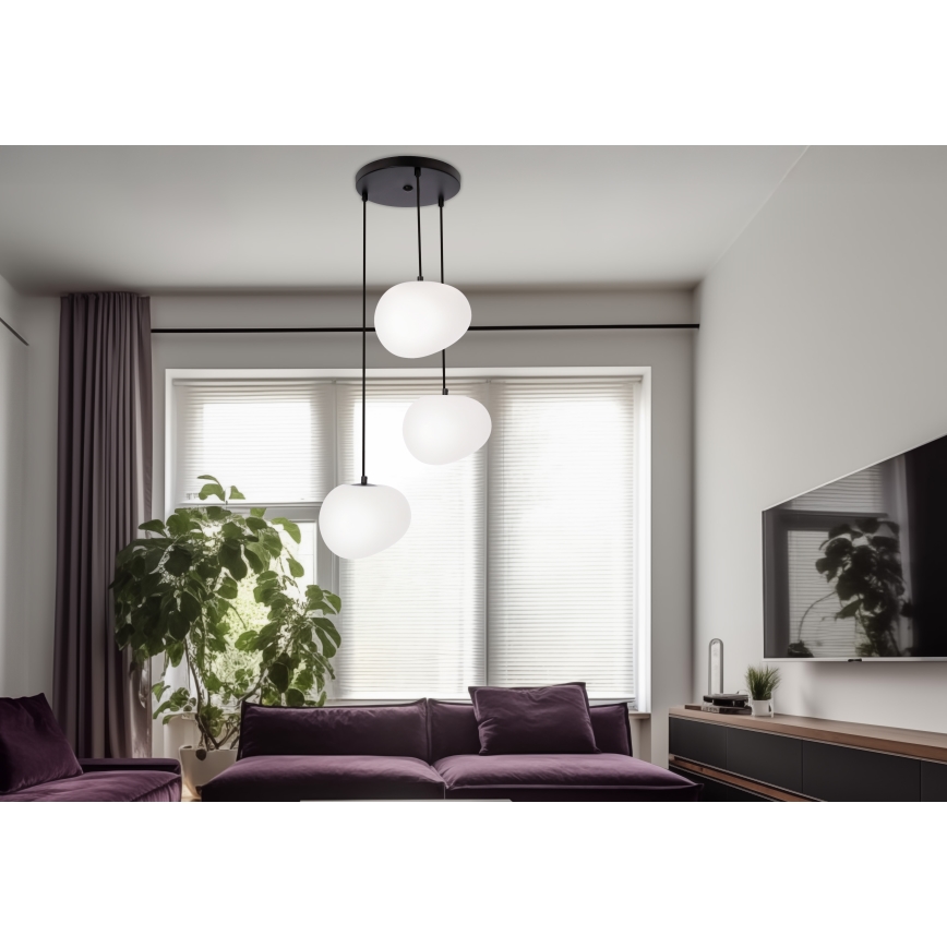 Ljuskrona med textilsladd STONES 3xE27/40W/230V