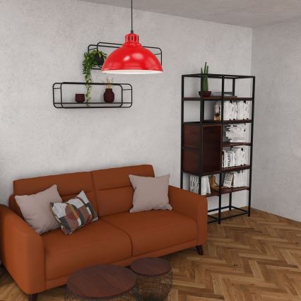 Ljuskrona med textilsladd SVEN 1xE27/15W/230V röd