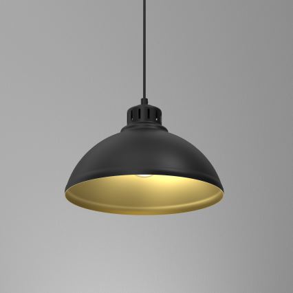 Ljuskrona med textilsladd SVEN 1xE27/15W/230V svart/gyllene
