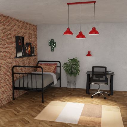 Ljuskrona med textilsladd SVEN 3xE27/15W/230V röd