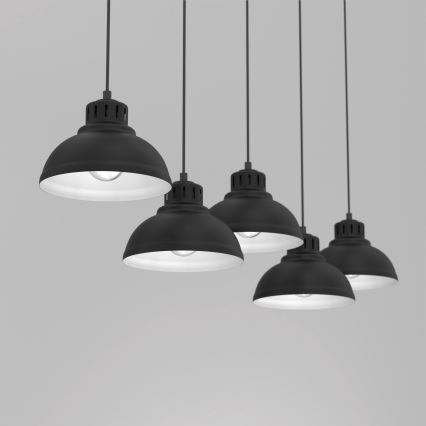 Ljuskrona med textilsladd SVEN 5xE27/15W/230V svart