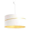 Ljuskrona med textilsladd SWING 1xE27/60W/230V vit/guld