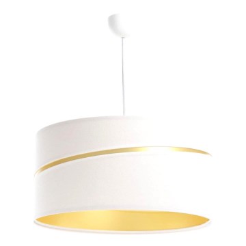 Ljuskrona med textilsladd SWING 1xE27/60W/230V vit/guld