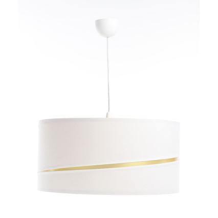 Ljuskrona med textilsladd SWING 1xE27/60W/230V vit/guld