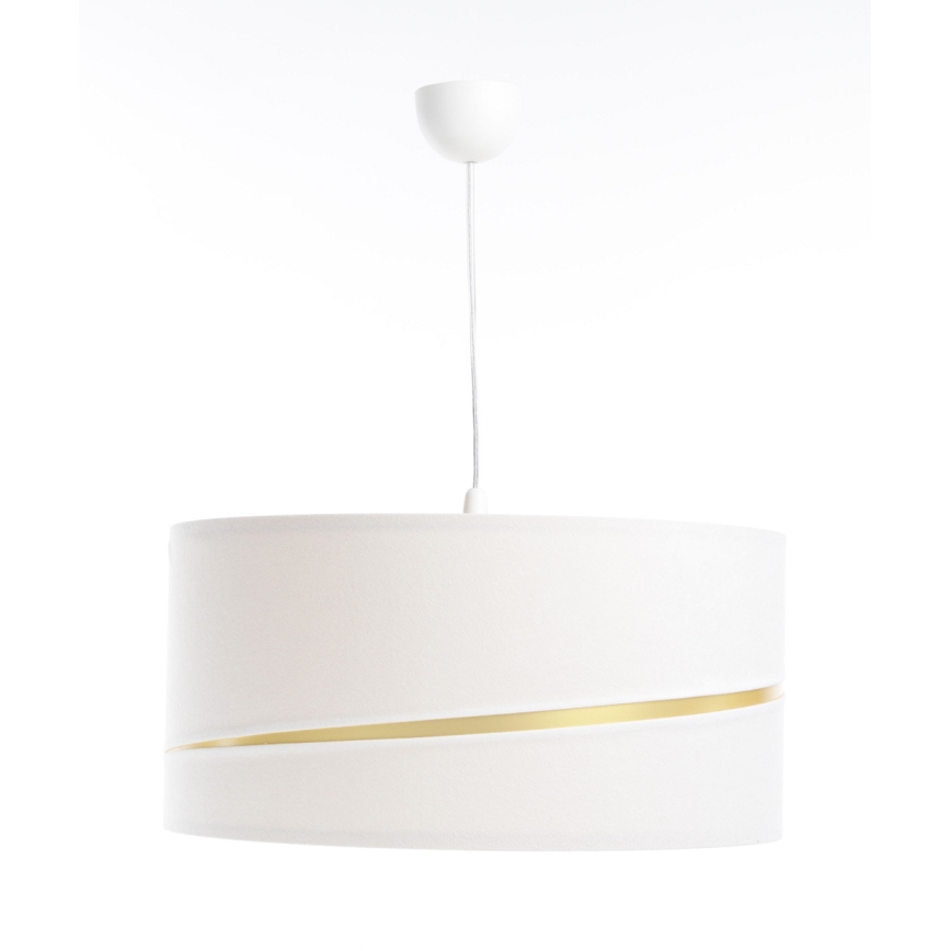 Ljuskrona med textilsladd SWING 1xE27/60W/230V vit/guld
