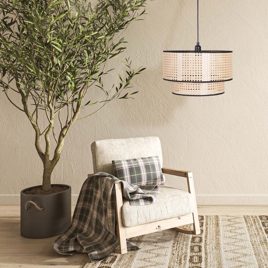 Ljuskrona med textilsladd TAKARA 1xE27/20W/230V diameter 40 cm beige