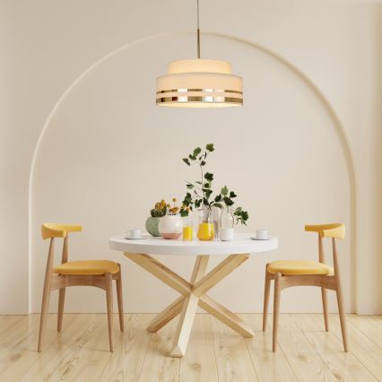 Ljuskrona med textilsladd TAMI 1xE27/60W/230V beige/guld