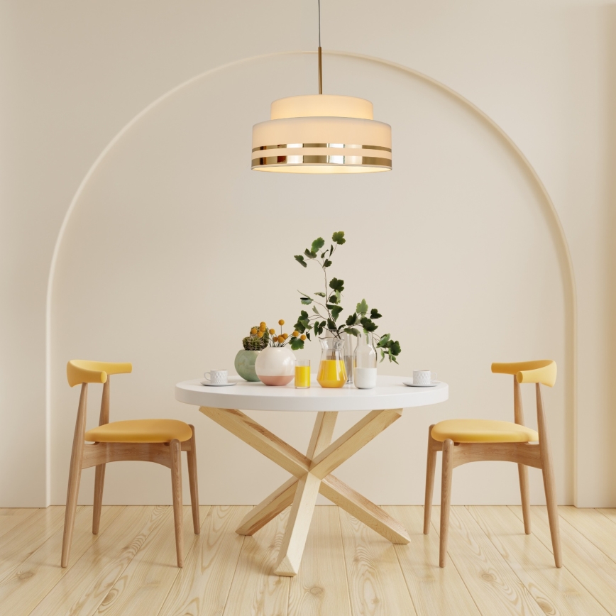 Ljuskrona med textilsladd TAMI 1xE27/60W/230V beige/guld
