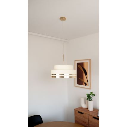 Ljuskrona med textilsladd TAMI 1xE27/60W/230V beige/guld