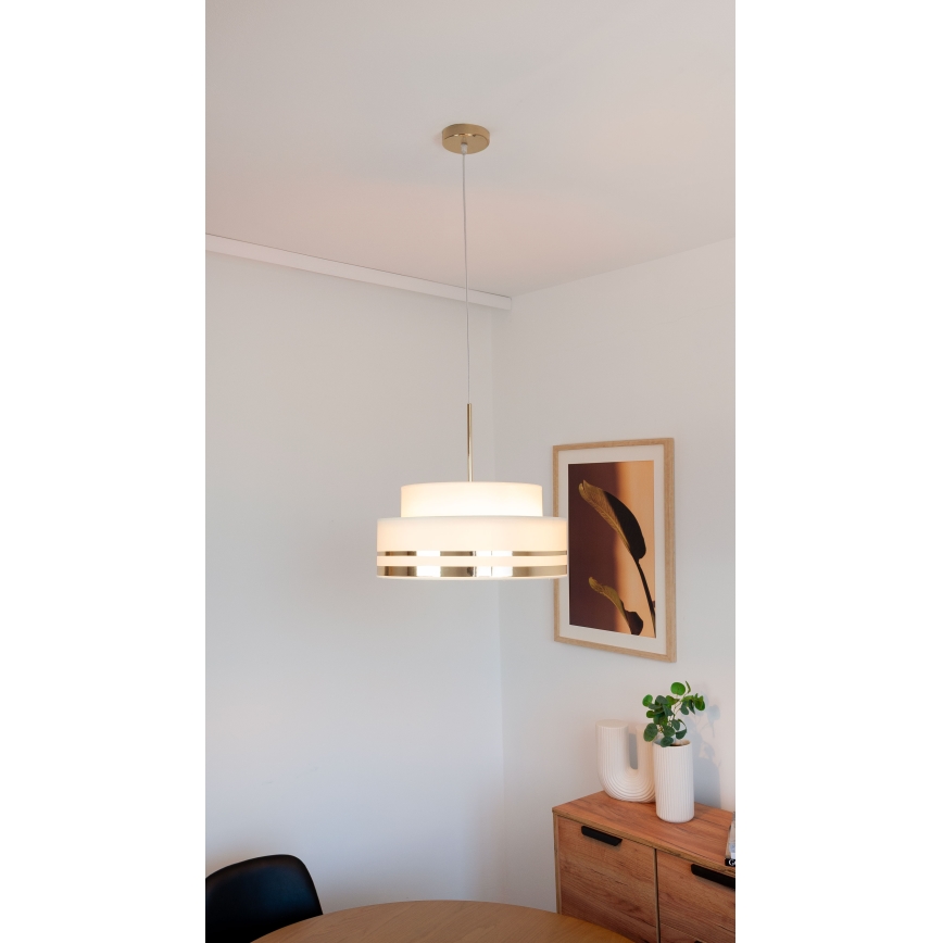 Ljuskrona med textilsladd TAMI 1xE27/60W/230V beige/guld