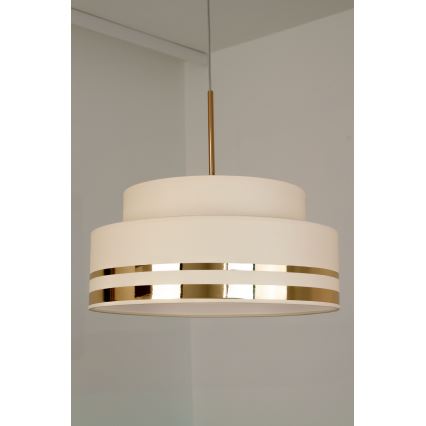 Ljuskrona med textilsladd TAMI 1xE27/60W/230V beige/guld