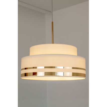 Ljuskrona med textilsladd TAMI 1xE27/60W/230V beige/guld