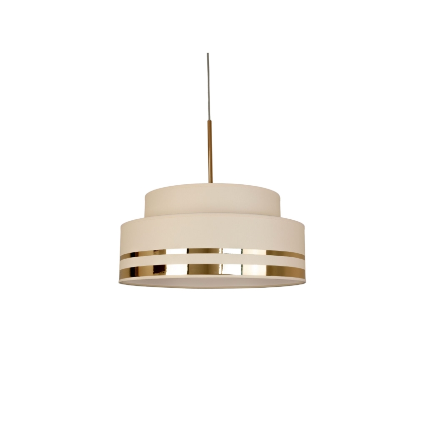 Ljuskrona med textilsladd TAMI 1xE27/60W/230V beige/guld