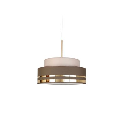 Ljuskrona med textilsladd TAMI 1xE27/60W/230V diameter 40 cm beige/brun/guld
