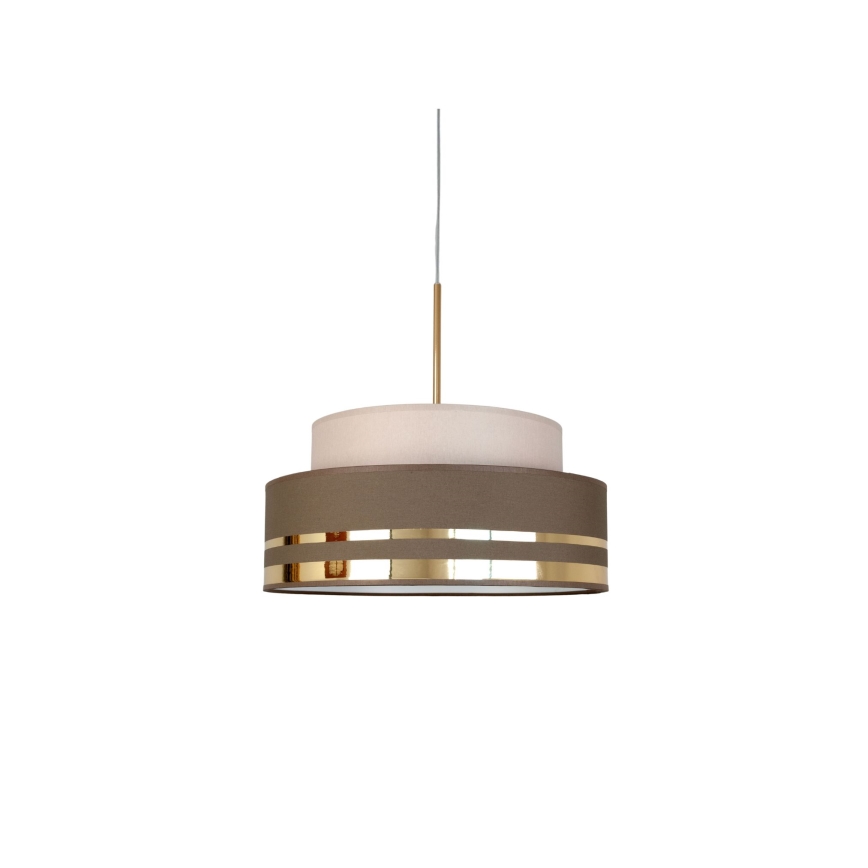 Ljuskrona med textilsladd TAMI 1xE27/60W/230V diameter 40 cm beige/brun/guld