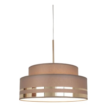Ljuskrona med textilsladd TAMI 1xE27/60W/230V diameter 40 cm brun/guld