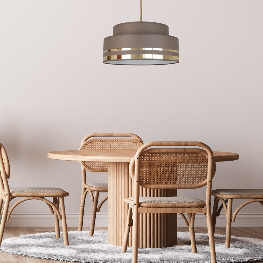 Ljuskrona med textilsladd TAMI 1xE27/60W/230V diameter 40 cm brun/guld