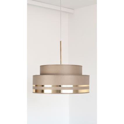 Ljuskrona med textilsladd TAMI 1xE27/60W/230V diameter 40 cm brun/guld